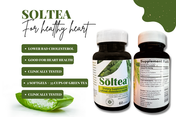 Soltea, Lower Cholesterol, Caffeine Free Green Tea,Natural Supplement